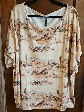 Sterling Kreek Oversized Desert Print Pullover Top